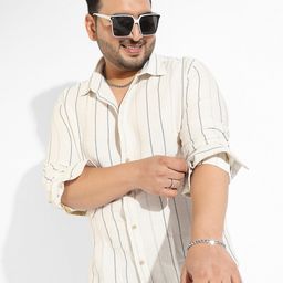 Instafab Plus Classic Opaque Pinstriped Casual Shirt-picture-21