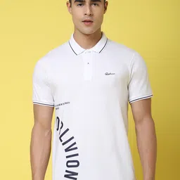 Rodamo Typography Printed Polo Collar Slim Fit  Casual Cotton T-shirt-picture-20