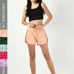 BAESD Women Pack Of 5 Conversational Printed High-Rise Pure Cotton Shorts-picture-27