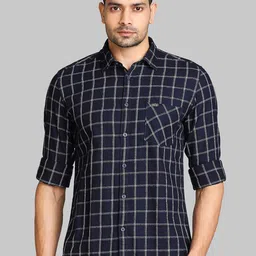 Parx Men White Slim Fit Windowpane Checks Checked Casual Shirt-image-6