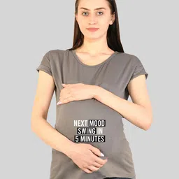 SillyBoom Women Grey Printed Raw Edge T-shirt-picture-39
