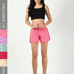BAESD Women Pack Of 5 Printed High-Rise Cotton Shorts-image-68