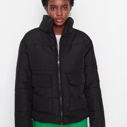 Trendyol Women Black Bomber Jacket-image-55