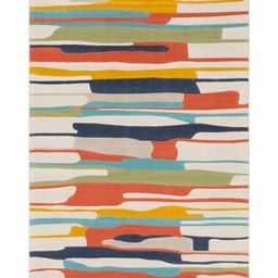 Safiya Carpet Red & Blue Abstract Printed Hand-Tufted Woollen Carpet-picture-40