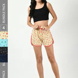BAESD Women Pack Of 4 Printed Pure Cotton Shorts-picture-18
