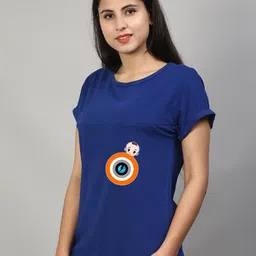 SillyBoom Graphic Printed Round Neck Cotton Lycra Maternity Feeding T-shirt-picture-34