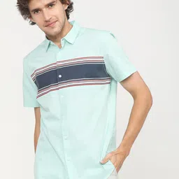 HIGHLANDER Men Blue Slim Fit Horizontal Stripes Opaque Striped Casual Shirt-picture-32