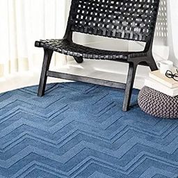 Safiya Carpet Blue Geometric Hand-Tufted Woollen Carpets-picture-40