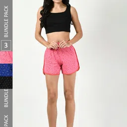 BAESD Women Pack Of 3 Conversational Printed High-Rise Pure Cotton Shorts-picture-34