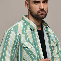 The Roadster Lifestyle Co Relaxed fit Striped Pure Cotton Long Sleeves Shirt-picture-36