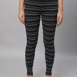 elleven Women Striped Ankle-Length Leggings-image-80
