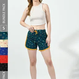 BAESD Women Pack Of 4 Conversational Printed Pure Cotton High-Rise Shorts-picture-25