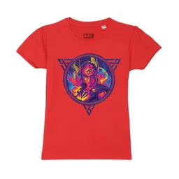 Marvel by Wear Your Mind Girls Red Printed T-shirt-picture-2