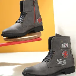 Eego Italy Men Mid-Top Embroidered Regular Boots-picture-37