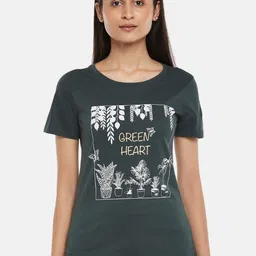Honey by Pantaloons Women Green Typography Printed T-shirt-picture-24