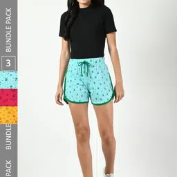 BAESD Women Pack of 3 Printed High-Rise Cotton Shorts-picture-15