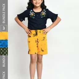 BAESD Girls Pack Of 3 Printed Pure Cotton High-Rise Shorts-picture-57
