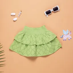 Purple United Kids Girls Self-Design Pure Cotton Flared Mini Skirts-image-60