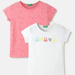 United Colors of Benetton Girls Pack Of 2 Conversational Printed Cotton T-shirt-picture-15