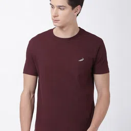 Crocodile Men Maroon Solid Cotton T-shirt-picture-29