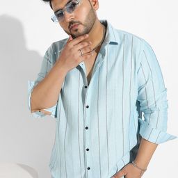 Instafab Plus Classic Opaque Striped Cotton Casual Shirt-picture-5