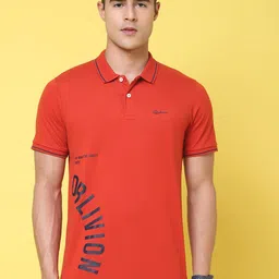 Rodamo Typography Printed Polo Collar Cotton Slim Fit T-shirt-picture-58