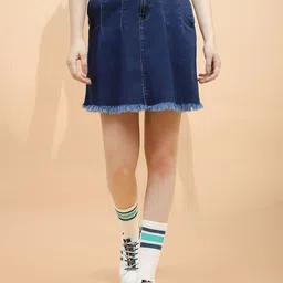 Global Republic Pleated Denim A-Line Mini Skirt-picture-24