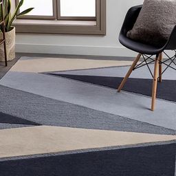 Safiya Carpet Blue Geometric Printed Hand-Tufted Woollen Carpets-picture-30