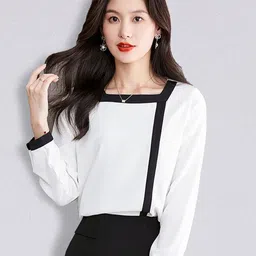 JC Collection Women White & Black Solid Top-image-98