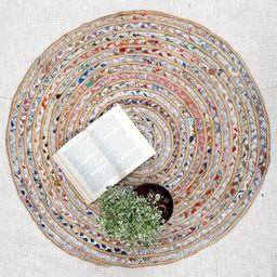 Art Avenue Slub Beige & Grey Woven Design Round Jute Rug-picture-13