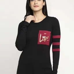 DOOR74 Women Typography Cotton T-shirt-image-93