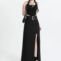 LULU & SKY Women A-line Maxi Skirt Belt-picture-30