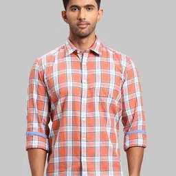Parx Slim Fit Checked Cotton Casual Shirt-image-38