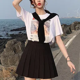 LULU & SKY Pleated Flared Mini Skirt-picture-30