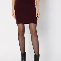 Vero Moda Women Maroon Solid Pencil Above Knee Skirts-picture-41