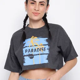 Belliskey Women Printed Round Neck Loose Cotton T-shirt-image-87