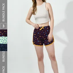 BAESD Women Pack of 3 Printed High-Rise Cotton Shorts-picture-37