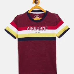 Duke Boys Maroon Typography Striped T-shirt-image-90