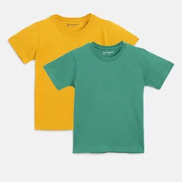 Campana Boys Pack of 2 Yellow & Green Pure Cotton T-shirt-image-8