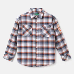 United Colors of Benetton Boys White Cotton Checked Casual Shirt-picture-15