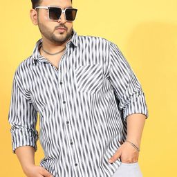 Instafab Plus Classic Vertical Striped Cotton Casual Shirt-picture-9