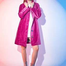 STREET 9 Velvet Single Breasted Knee Length Overcoat-picture-17