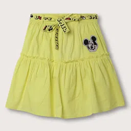 Blue Giraffe Girls Mickey Mouse Pure Cotton Knee-Length Tiered Skirt-picture-41