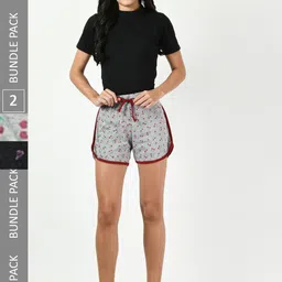 BAESD Women Pack of 3 Printed High-Rise Cotton Shorts-picture-38