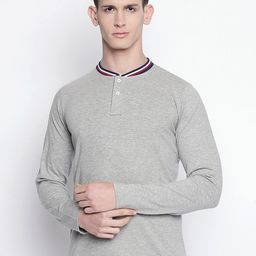 Basics Men Grey Henley Neck Muscle Fit T-shirt-picture-9