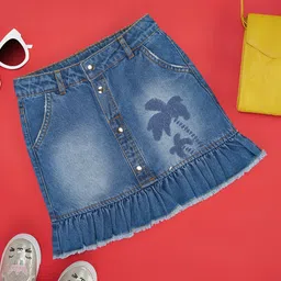 Pantaloons Junior Girls Pure Cotton Straight Skirt-image-50