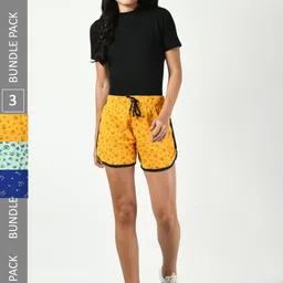 BAESD Women Pack Of 3 Printed Cotton High-Rise Shorts-image-92