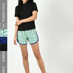 BAESD Women Pack Of 3 Printed Pure Cotton High-Rise Shorts-image-68