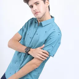 KETCH Men Teal Slim Fit Printed Casual Shirt-image-85