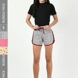 BAESD Women Pack of 3 Printed High-Rise Cotton Shorts-image-74